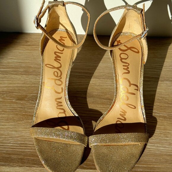 Sam Edelman Patti Gold Glitter Stiletto Heel Sandals Size 9 - Picture 1 of 5